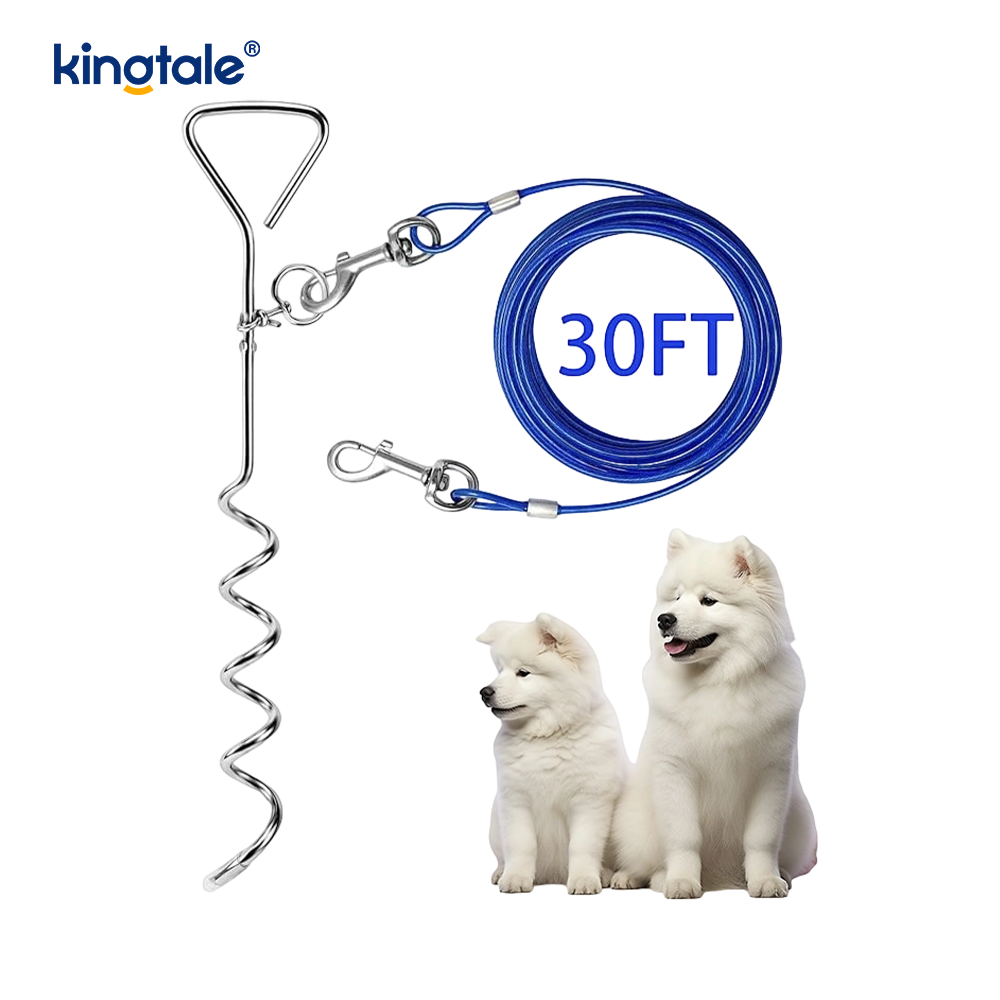 犬用タイアウトケーブルとステーク 30 フィート外側のリードとチェーン