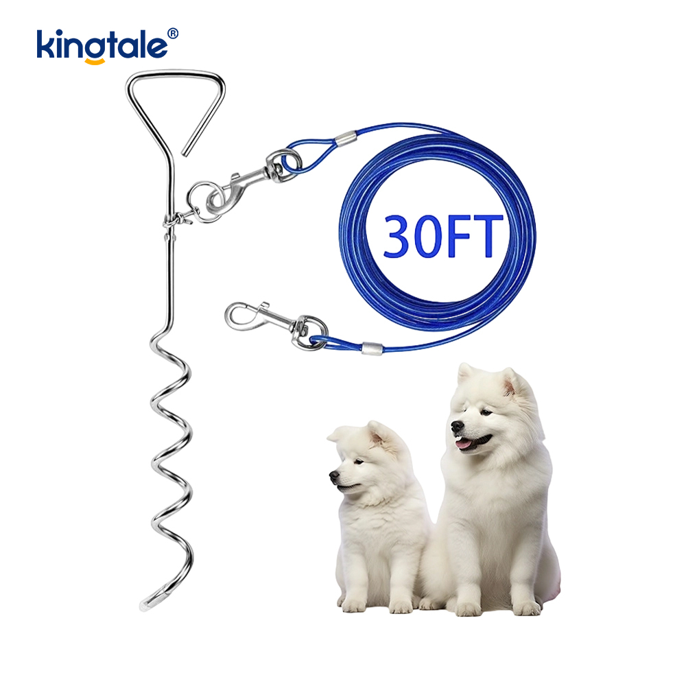 犬用タイアウトケーブルとステーク 30 フィート外側のリードとチェーン