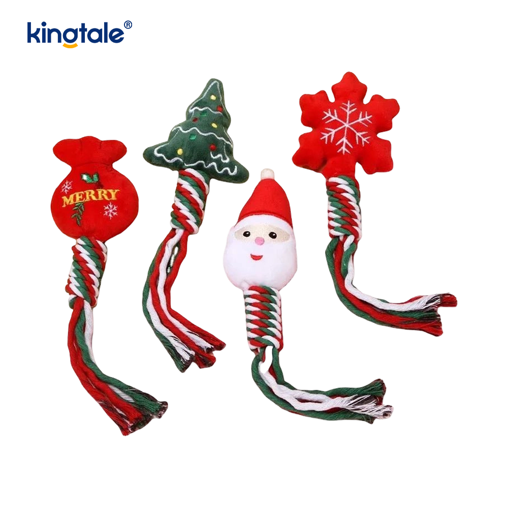 綿ロープのおしゃぶり付きクリスマスぬいぐるみペットのおもちゃ