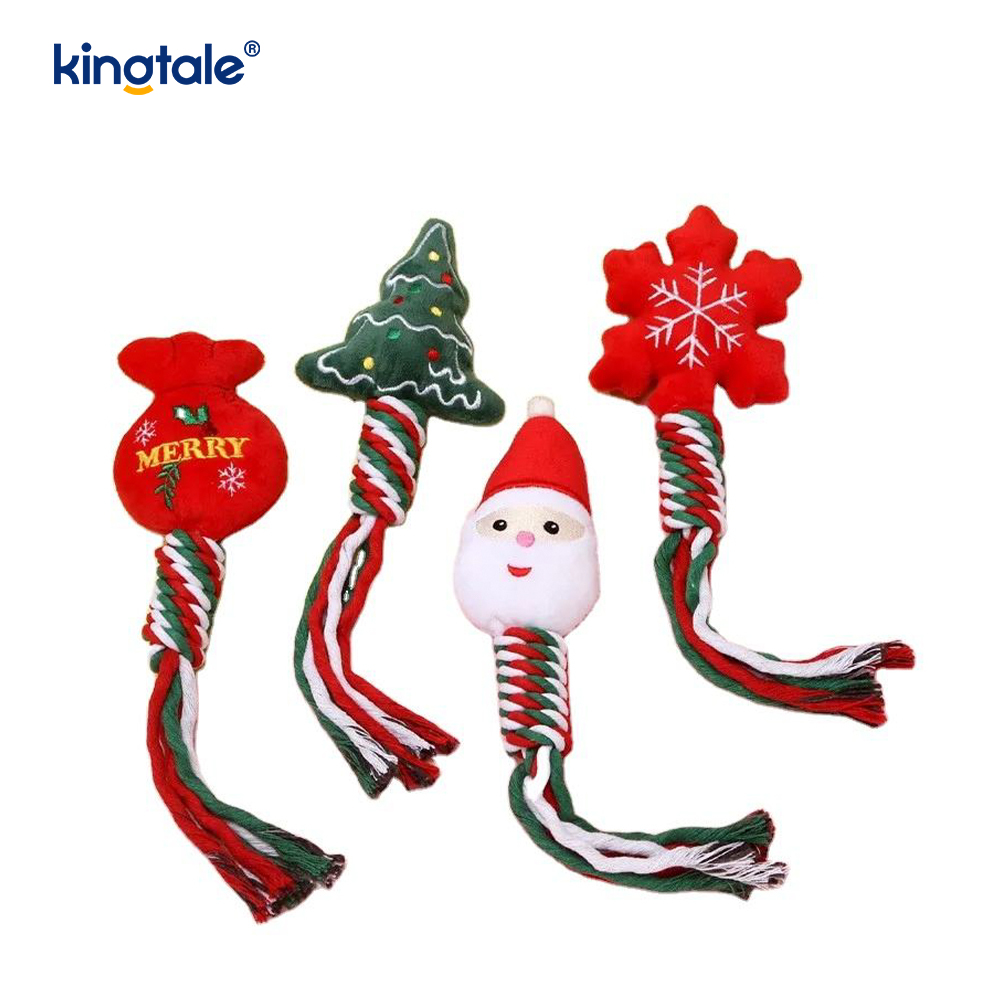 綿ロープのおしゃぶり付きクリスマスぬいぐるみペットのおもちゃ