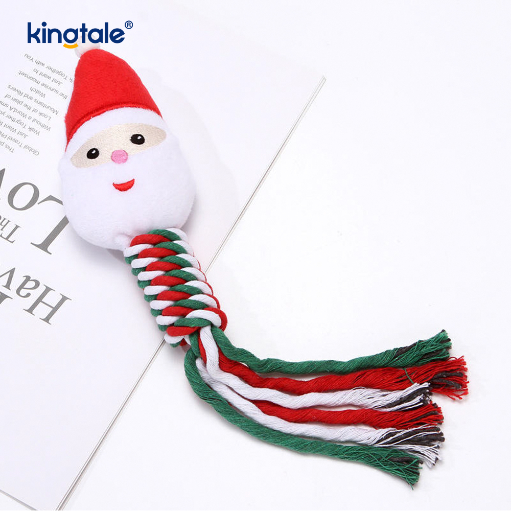 綿ロープのおしゃぶり付きクリスマスぬいぐるみペットのおもちゃ