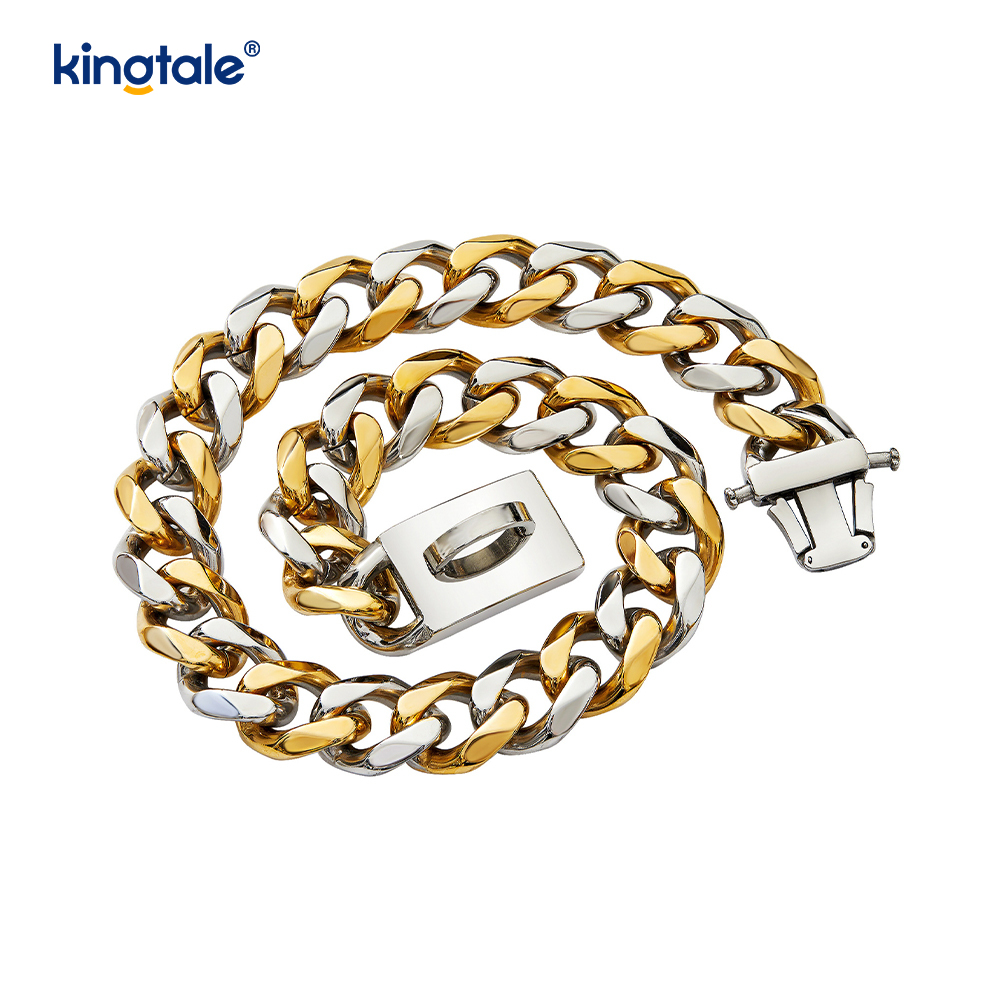 ファッションメッキステンレススチールペットキューバリンク犬チョークチェーン首輪